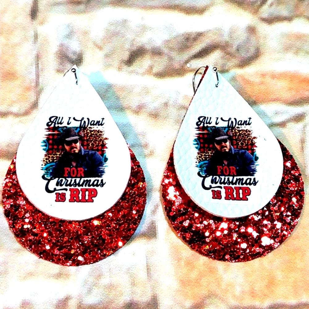All I want for Christmas is RIP Faux Leather Earrings